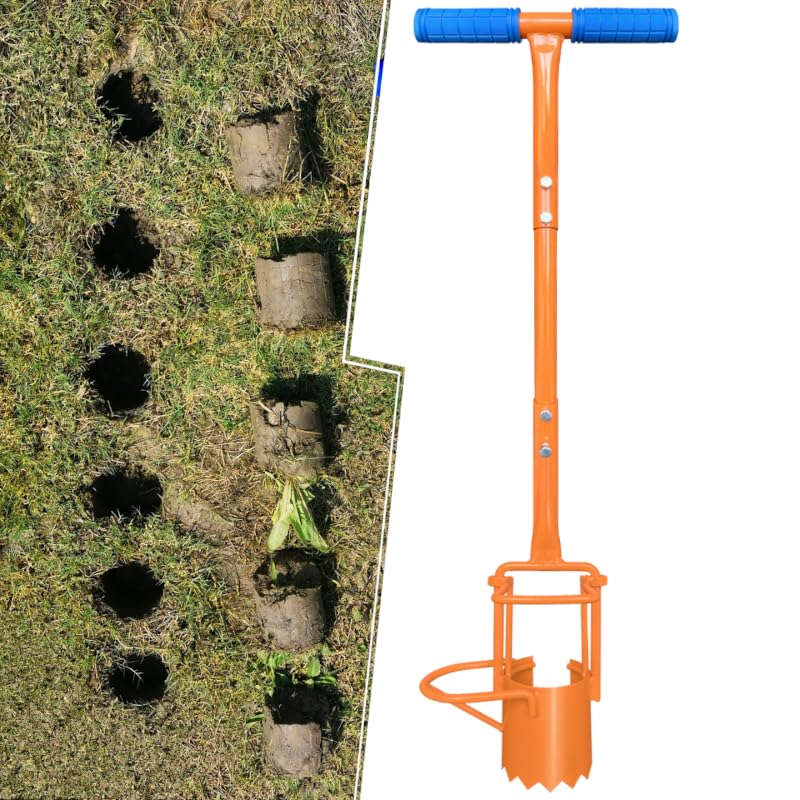 glorousamc Bulb Planter, Weeder, Sod Plugger, Flower Planting, Soil Sampler-5-IN-1 Lawn Tool and Garden Tool - Enhanced Bottom Edge for Easier Penetration, 33.5 Inchï¼ˆAï¼‰ - Image 2